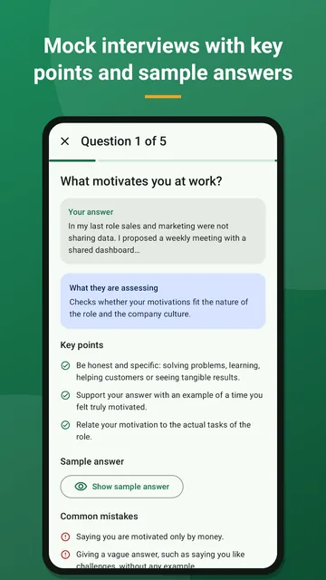 Contratado · Reviewing a mock interview